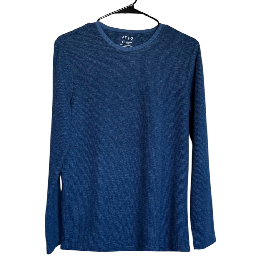 Apt.9 Men’s Seriously Soft Luxe Waffle Sleep Crew Top Long Sleeve Sz S Blue